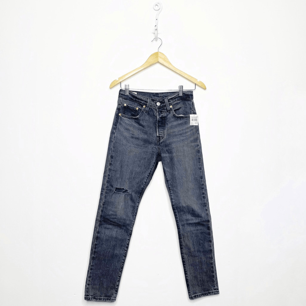 LEVI'S 501 Skinny Jeans WOMEN'S black wash cotton high rise denim 24 X 28 NWT